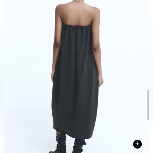Zara Ruched Strapless Dress Grey NWT - Picture 3 of 9